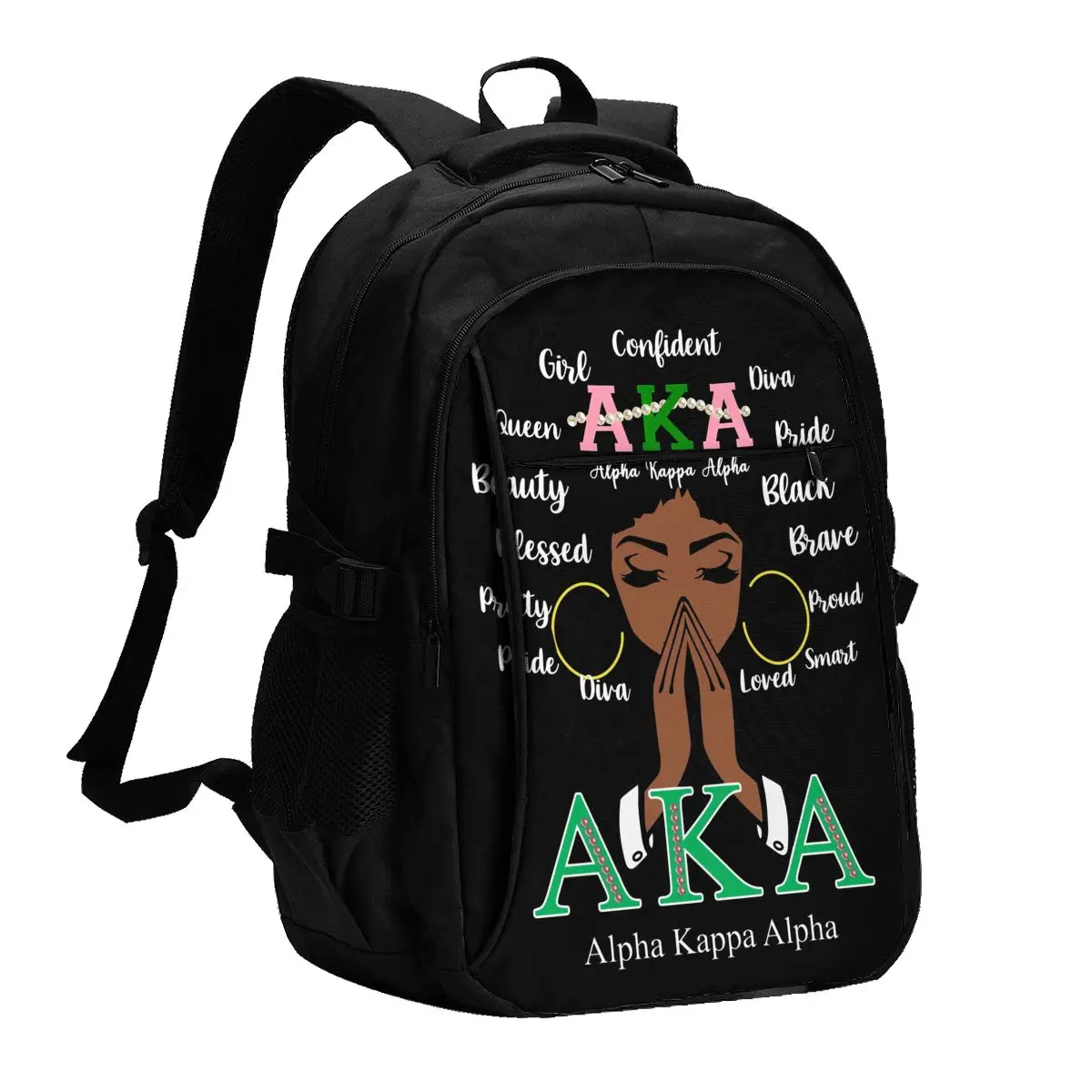 Alpha Kappa Alpha AKA Travel Laptop Backpack, Business Water Resistant Laptop Backpack with USB Charging Port, College Bag