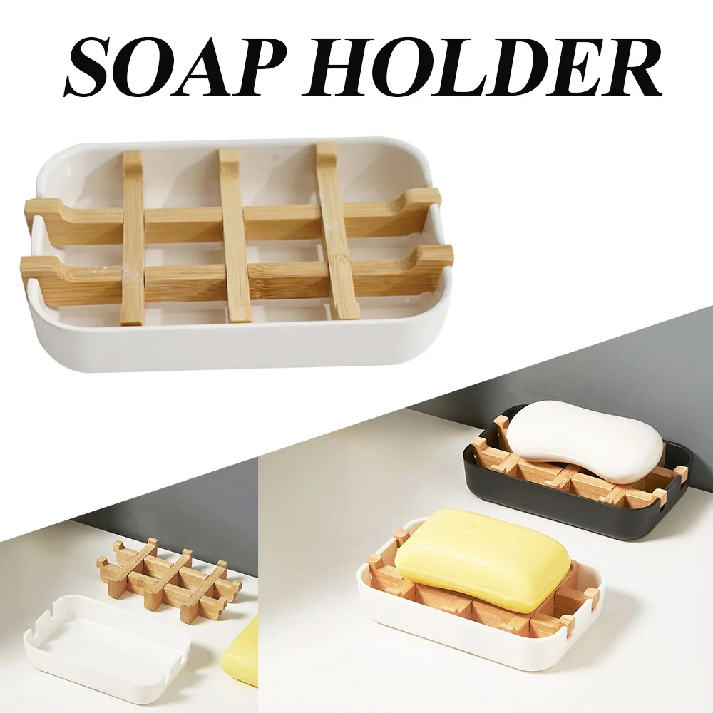 Image of Bambusseife Bambus Umweltfreundliche tragbare Seifenschale mit handgefertigtem Holzhalter und Tablett für die Aufbewahrung von Badezimmer-Waschraum-Werkzeugen