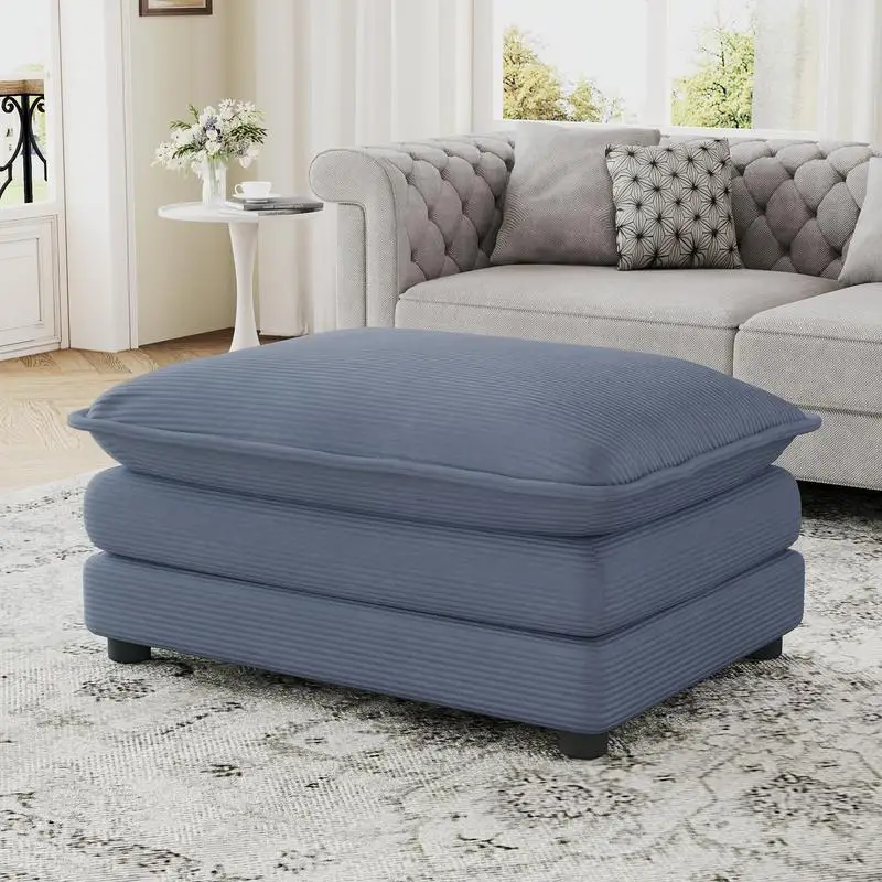 

35.4" Dual-layer Ottoman for Living Room and Bedroom, Blue Color Accent Piece