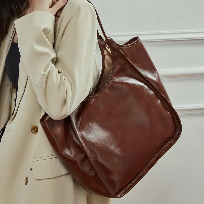 

Сумки из натуральной кожи с верхней ручкой для женщин, модные винтажные сумки через плечо, универсальные сумки среднего размера для повседневного использования.