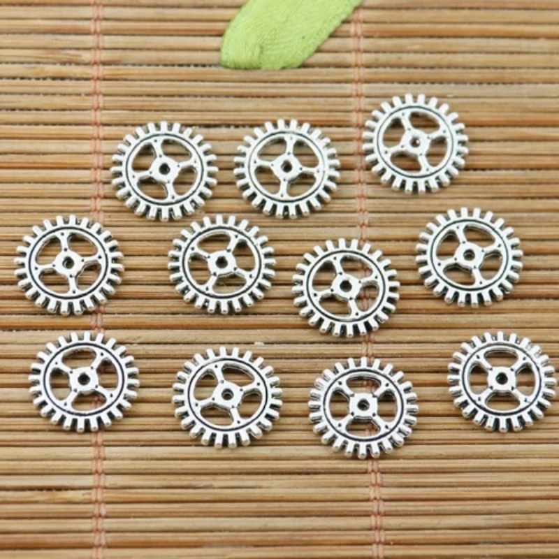 

50pcs Tibetan Silver Tone 2sided 12mm Wide Gear Design Charms EF2211 Charms for Jewelry Making