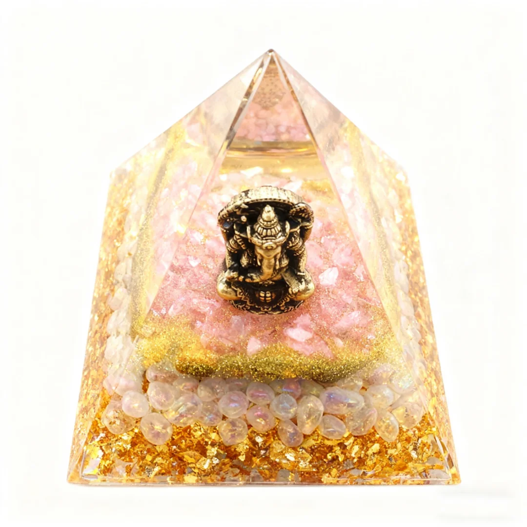 1 قطعة تمثال غانيشا ، تمثال غانيش غاناباتي في هرم أورجون كريستال ، أيدول غانيشا ، زخارف يدوية لسطح المكتب المنزلي #3