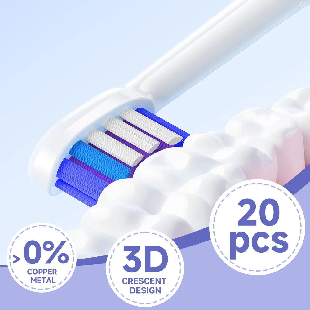

Сменные насадки для зубных щеток, 20 шт., совместимые с электрическими зубными щетками Philips 6500, 6100, 5300.