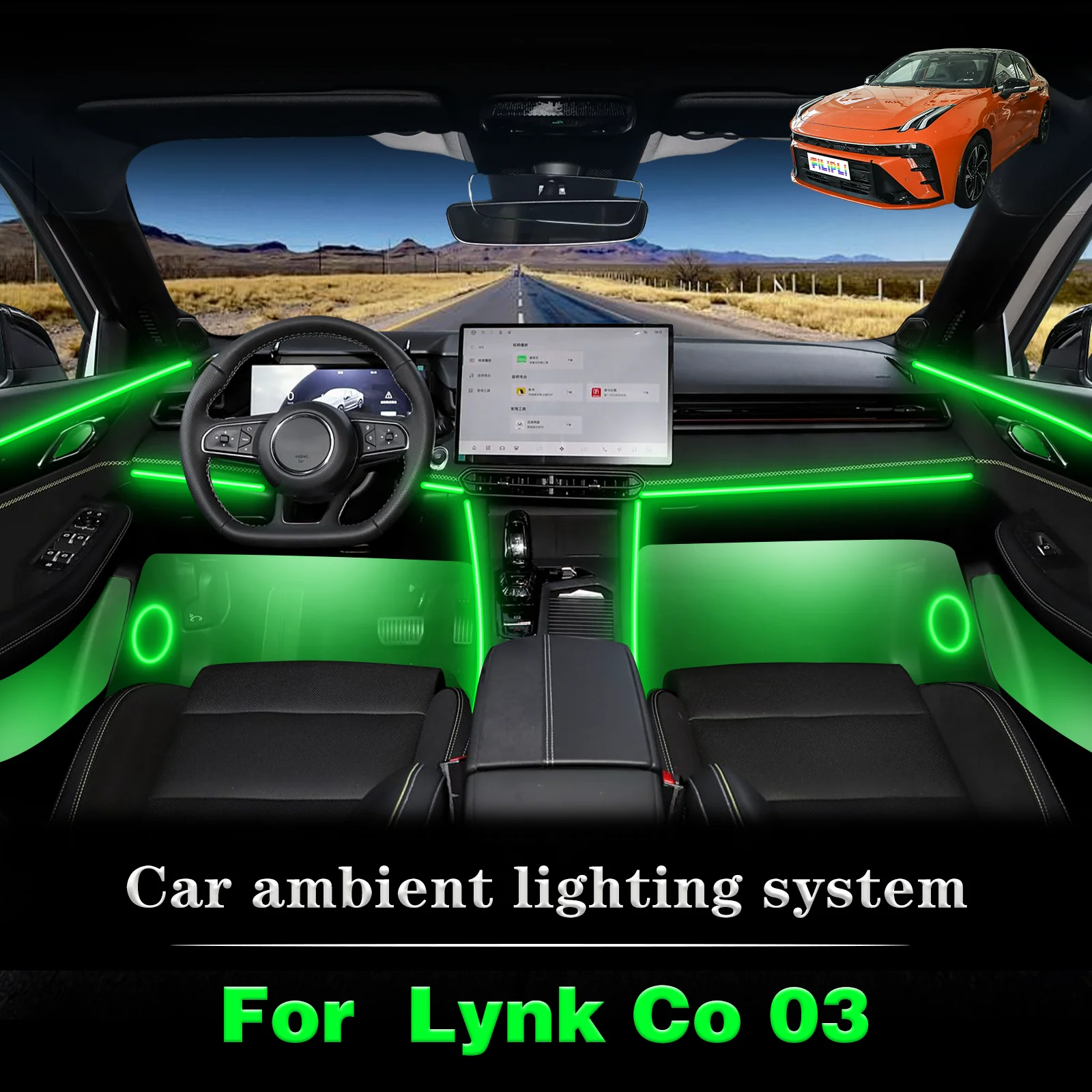 

For Lynk Co 03 Smart Remote Control RGB 64 Colors LED Car Interior Ambient Light Energy Saving Efficient Lamp Kit