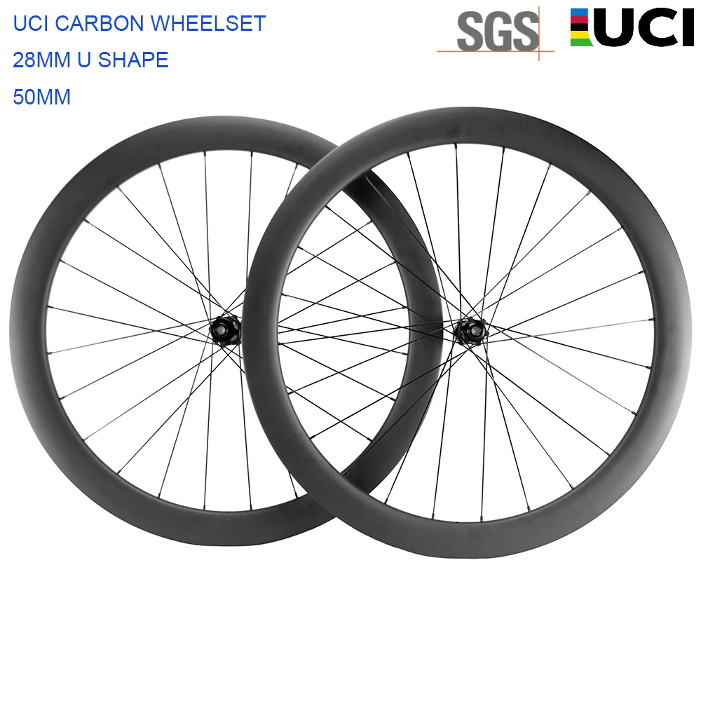 

Road Bike Carbon Wheelset, 700C Disc Brake Wheels, Tubeless Bicycle Wheel Set, 28mm Width, 50mm