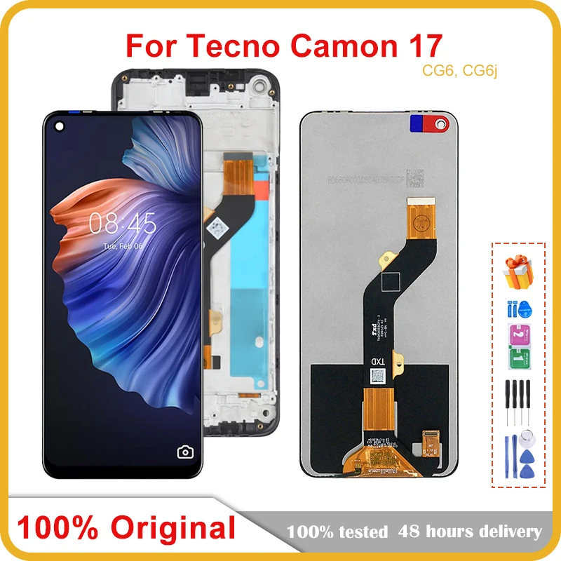 

6.6" Display For Tecno Camon 17 LCD Display Touch Screen Digitizer Assembly New For Tecno CG6 CG6j LCD Repair Replacement Parts