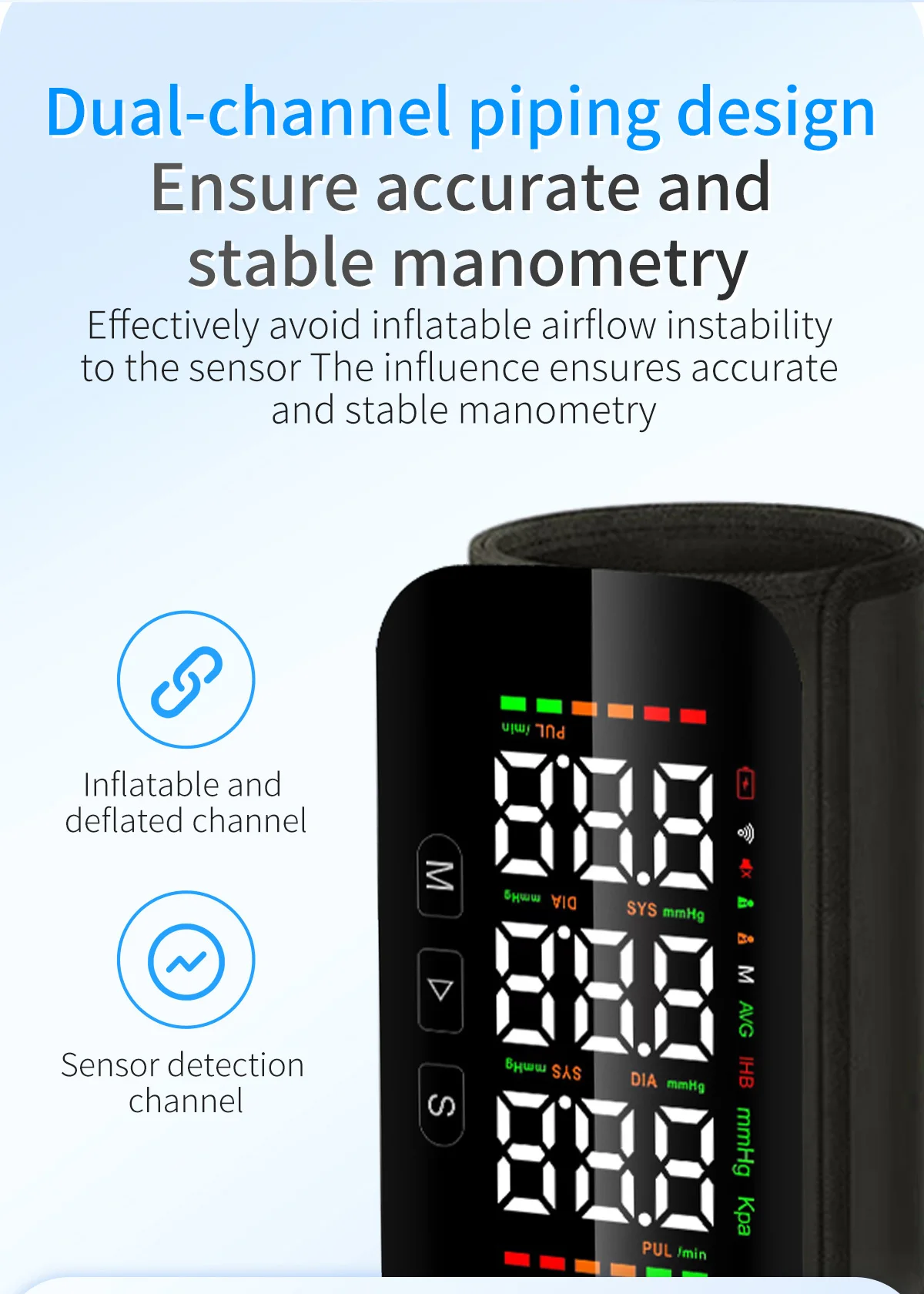 Bluetooth Arm Integrated Blood Pressure Monitor LCD Large Display Screen Voice Broadcast YTYPE-C Charging Interface Electronic