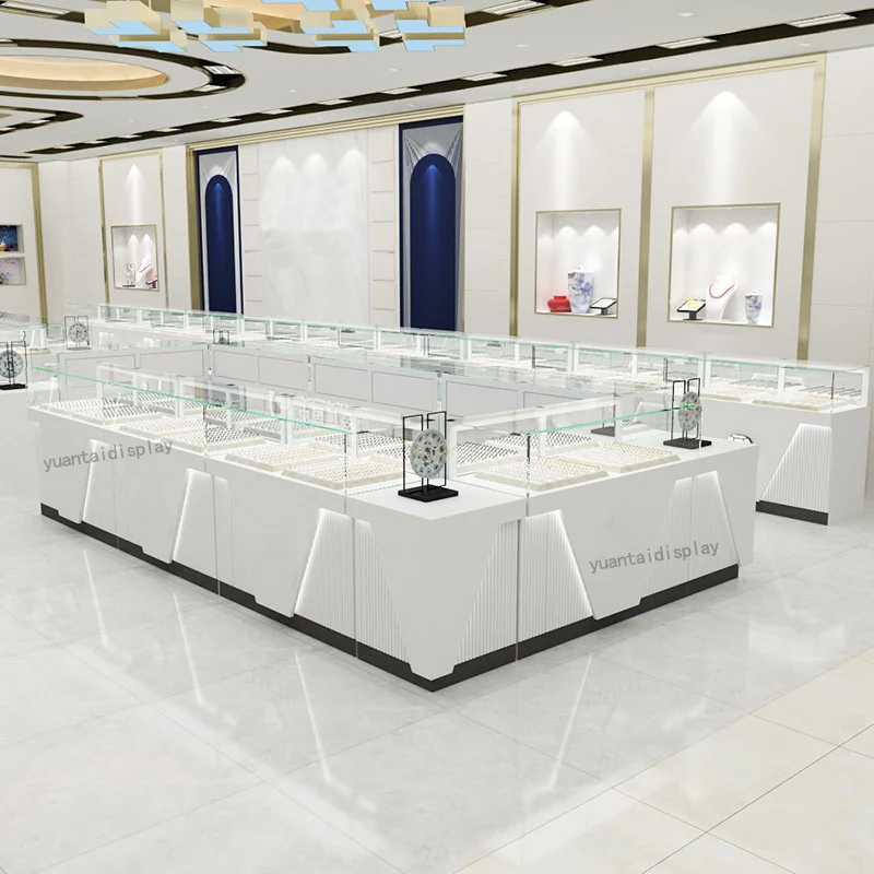 custom.Simple Fashion Jewelry Display Cabinet Watch Glass Counter Glasses Showcase for Mall