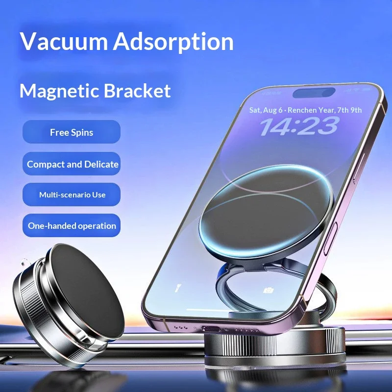 

Vacuum Magnetic Phone Holder Adjustable Suction Phone Mount 2025 Upgraded Phone Stand for All Smartphones & Vehicles/Gym/Mirror