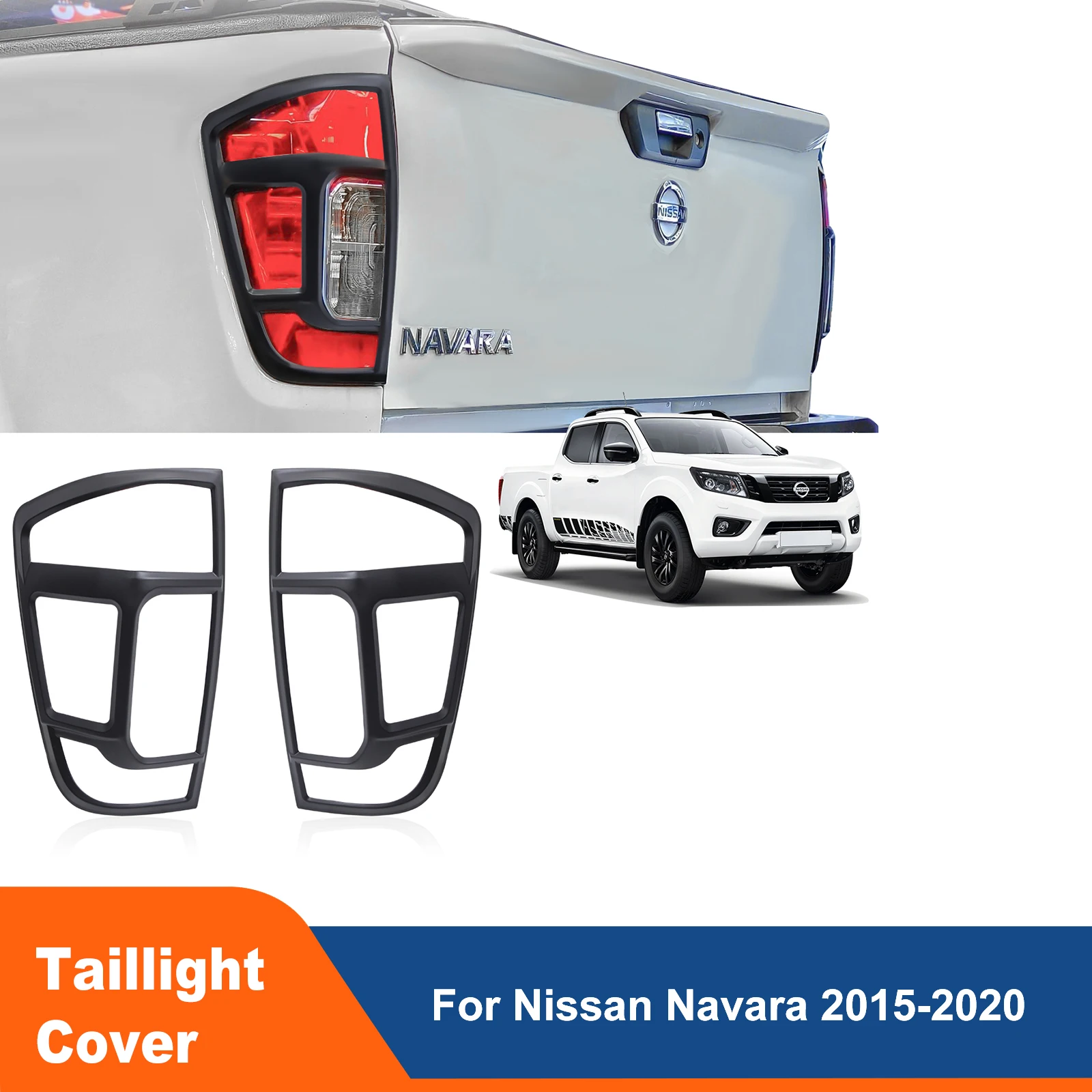 المصباح الخلفي غطاء اكسسوارات الكسوة لنيسان نافارا NP300 D23 2015-2020 DX ST-X ماتي الأسود ABS غطاء مصباح حامي