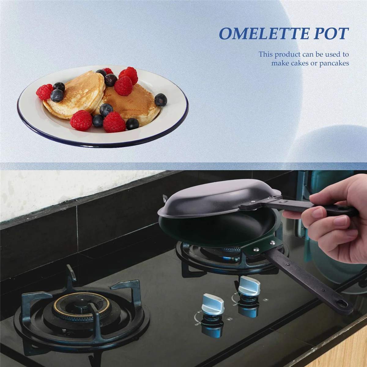 DIY Non-Stick Pan, Double-Sided Frying Pan Frying Pan Breakfast Pan, Gas and Induction Cooker UniversalJAS