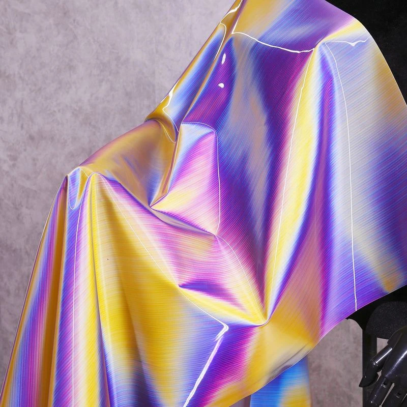 Sapphire TPU Gradient Mirror Gloss Wrinkle Resistant Three-dimensional Silhouette Background Creative Clothing Designer Fabric
