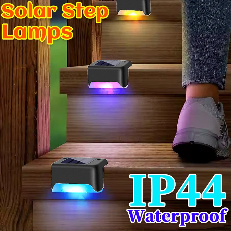 

8pcs Colorful LED Solar Step Lamps Outdoor Garden Lights Waterproof Balcony Light Decoration Lamp for Patio Stair Fence