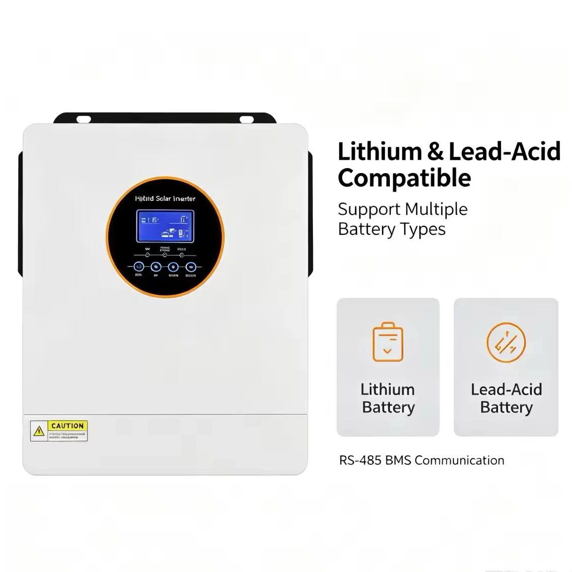 ECGSOLAX 6.5KW 48V Split‑Phase Hybrid Solar Inverter, Pure Sine Wave 120/240V, 99% MPPT Controller, Off‑Grid for Lithium Lead‑Acid Battery, RS485 BMS Communication
