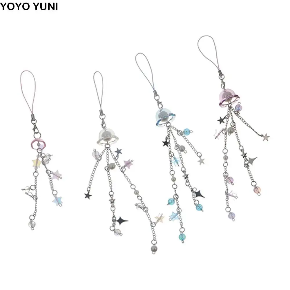 

Sea Theme Jellyfish Phone Pendant Phone Charm Seashell Beaded Phone Chain Handmade Keyring Y2K Phone Lanyard Keycord