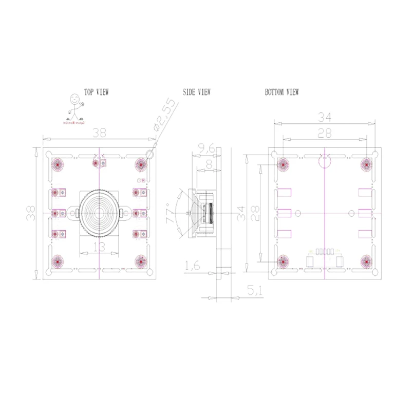 100 องศาโมดูลกล้อง 1MP OV9732 1280x720 USB ไดร์เวอร์ฟรีโฟกัสแบบแมนนวล,2 เมตรสําหรับ WinXP/7/8/10