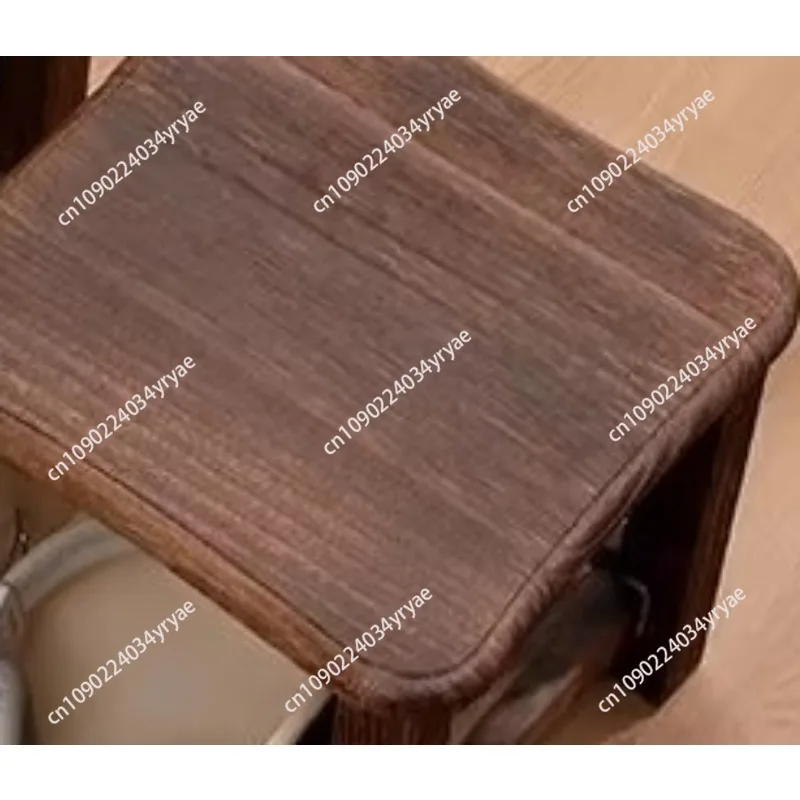 Dark Brown Wooden Shoe Changing Stool with Storage - Armless, Non-Padded, Classic