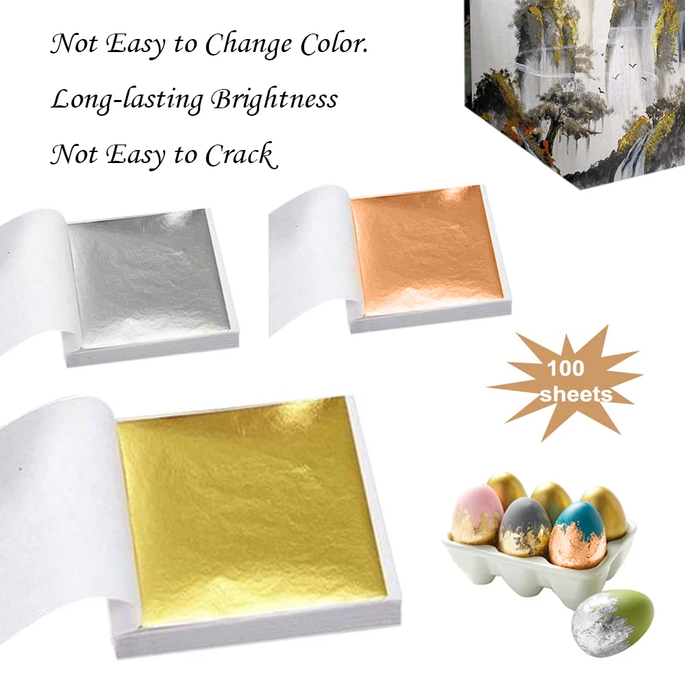 

100 шт. имитация золота, серебряные хлопья из листьев, искусство смолы своими руками, изготовление свечей, дизайн ногтей, позолоченные листы для украшения дома