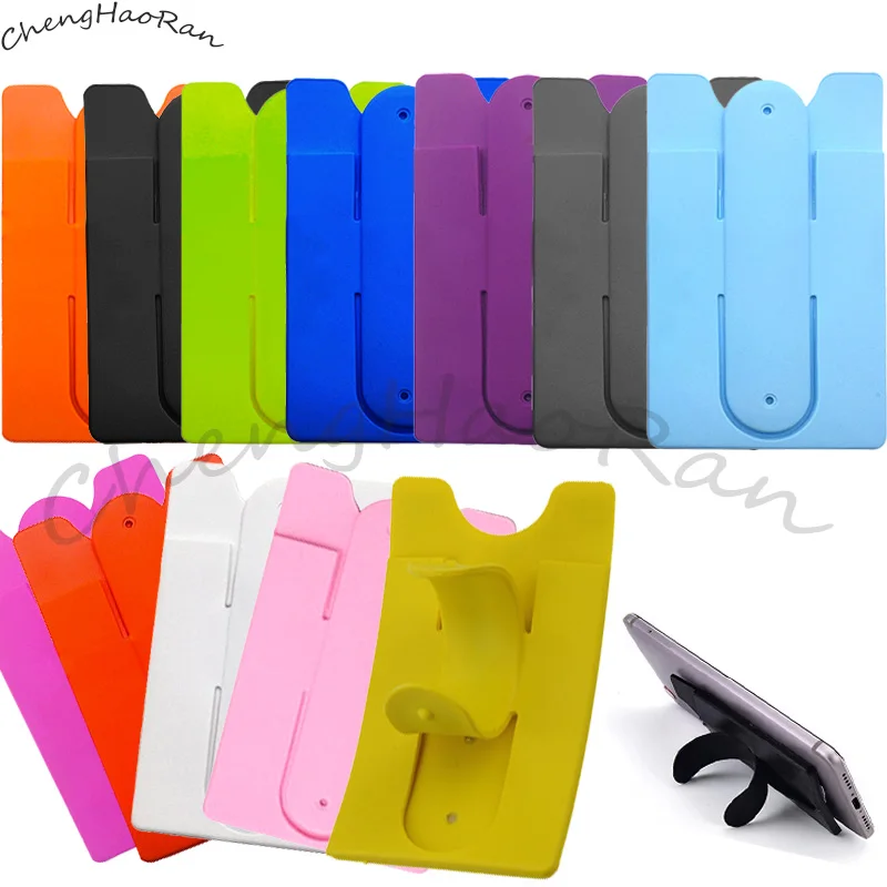 ChengHaoRan 1 قطعة سيليكون U على شكل حامل الحقيبة للهاتف الخليوي حامل بطاقة ملونة موضة لاصق ملصق الغطاء الخلفي