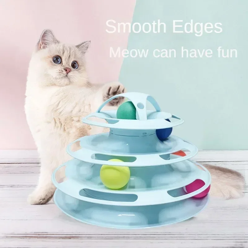 3/4 Levels Cats Toy Tower Tracks Cat Toys Interactive Cat Intelligence Training Amusement Plate Tower Pet Products Cat Tunnel