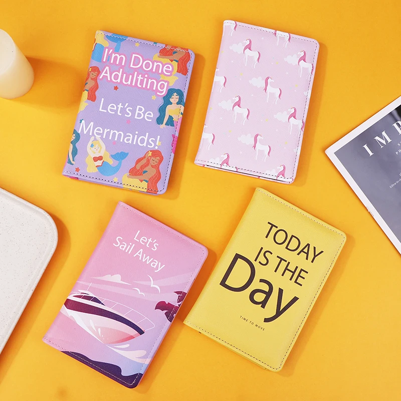 

1Pc Color Alphabet PU Leather Passport Cover Case Bags Travel Women Men Passport Holder ID Card Storage Documents Bag Wallet