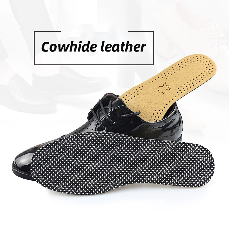 Cowhide leather insoles for shoes Men Women Non-Slip Wear-Resistant Sweat-Absorbent Breathable Flexible Delicate Shoe Pad insert