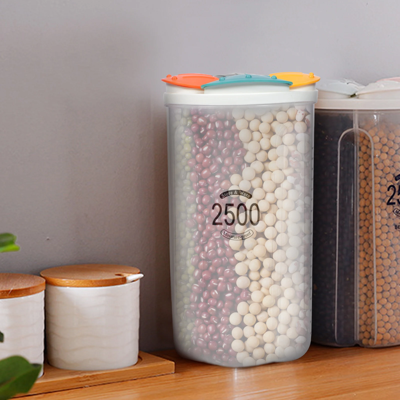 

Transparent Sealed Jar Kitchen Container for Flour Sugar Rice Cereals Airtight Plastic Storage Box Keeps Food Fresh Leak Proof