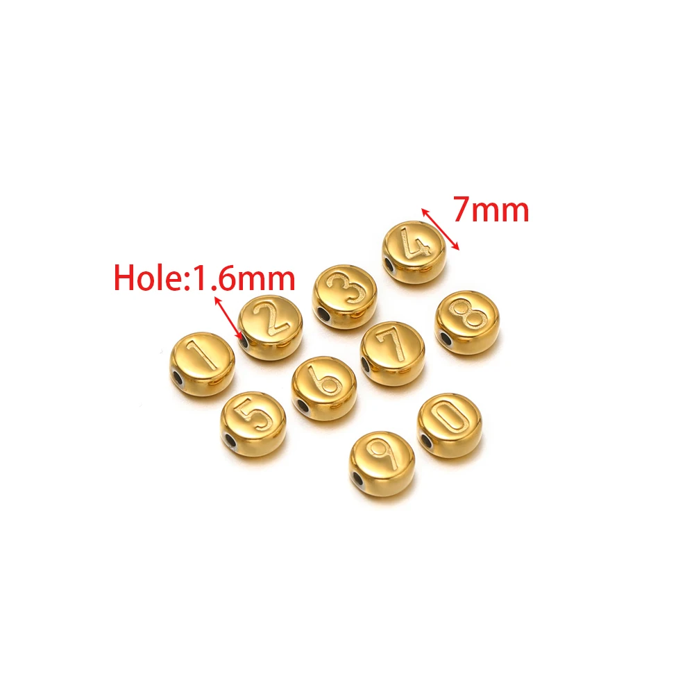10pcs Stainless Steel Number English Letter Beads Spacer Beads for DIY Jewelry Making Bracelets Necklaces Decoration Wholesale