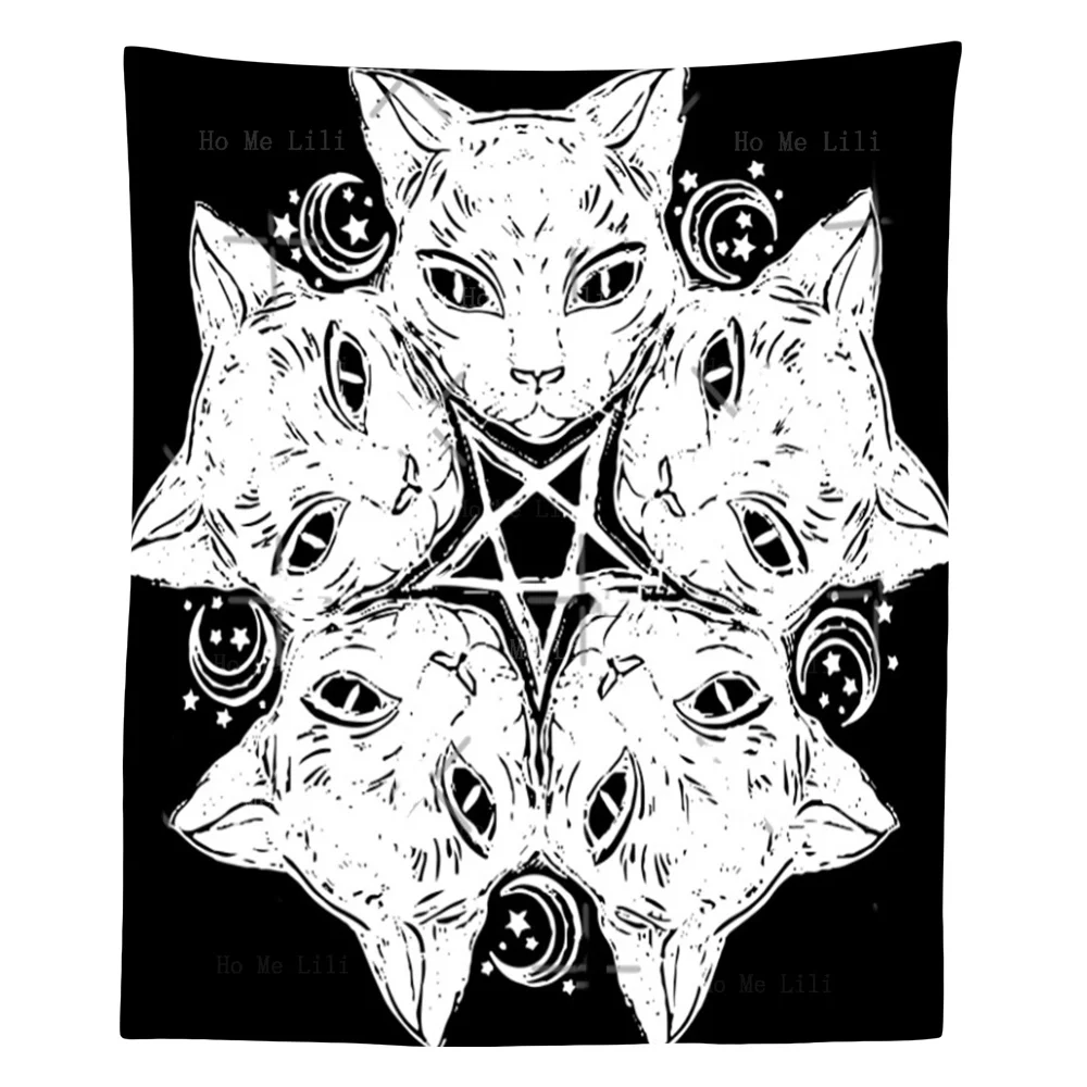 Five White Cats Form A Star With A Five Pointed Star In The Middle Tapestry By Ho Me Lili For Livingroom Decor