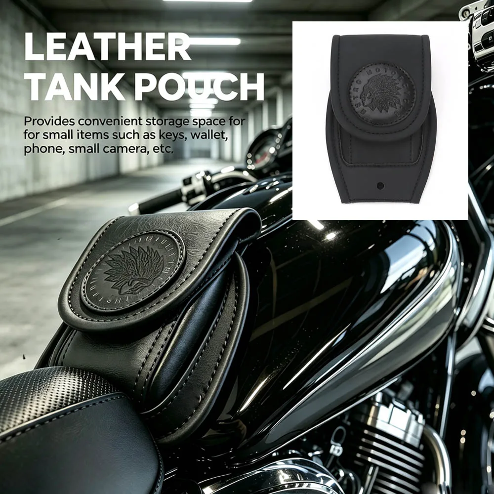 For Indian Chieftain Elite Roadmaster Classic Elite 2014-2024 Leather Gas Tank Bag Pouch Bag Upper BIB Tank Bag Motorcycle Bag