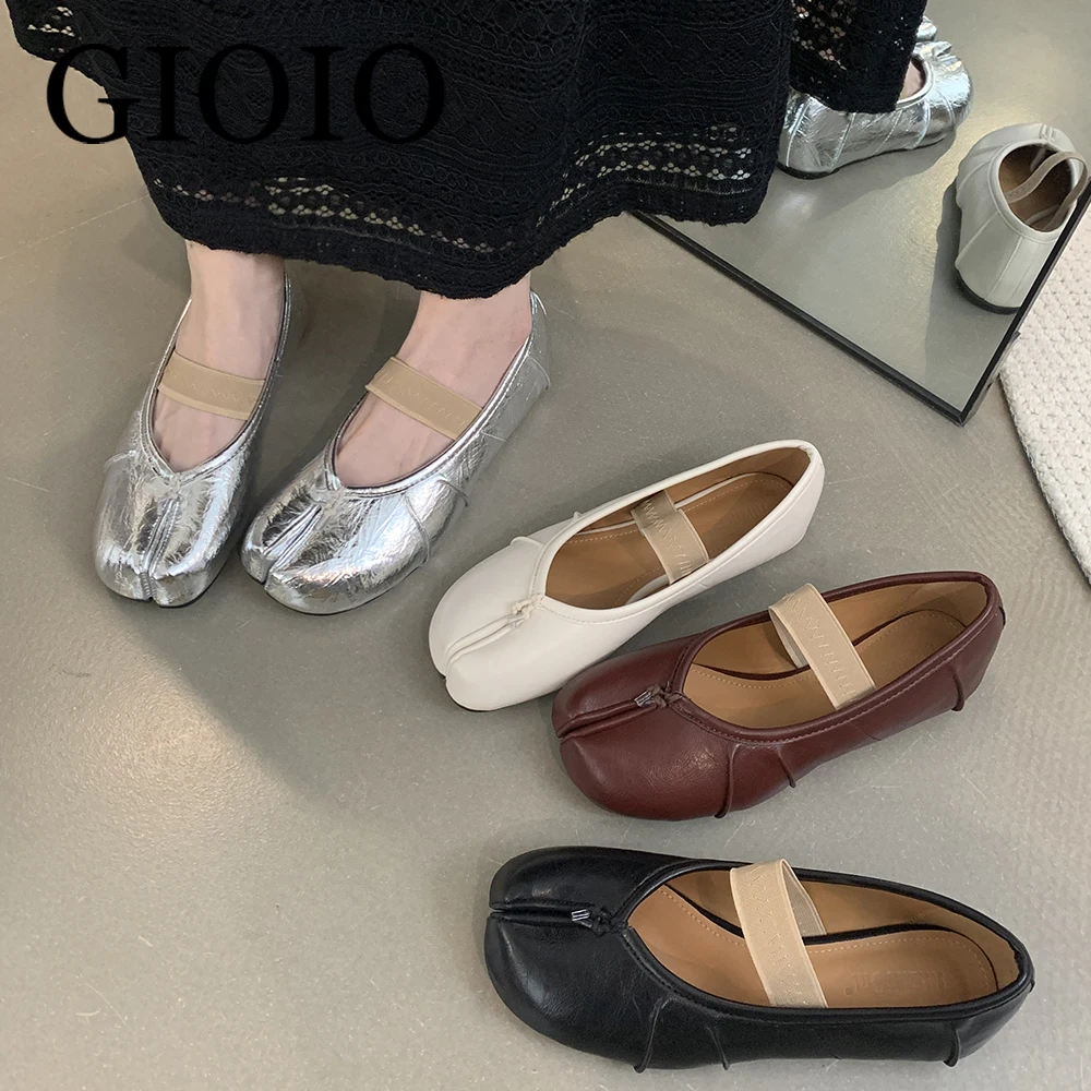 

GIOIO Women's Flats Split Toe Ballet Flats Red Women Shoes Jane Tabi Style Soft Ballerina Elegant Adult Mary Jane Female Shoes