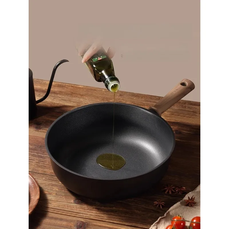 Non-stick Frying Pan for Home Use; Suitable for Induction Cooktops and Gas Stoves; Lightweight Titanium Construction.