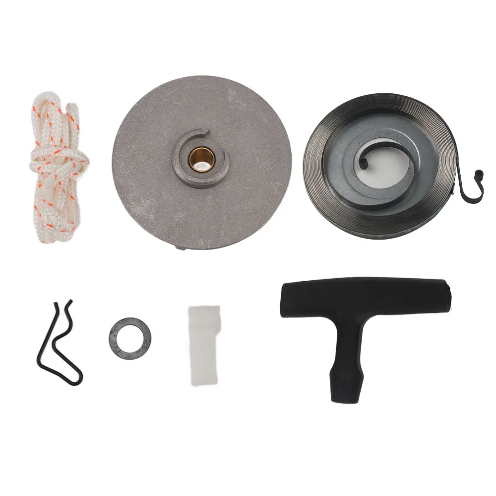 Silver Chainsaw Starter Assembly Metal Easy to Install Rewind Spring Starter Pulley Compact for TS350 038 041 MS380 MS381