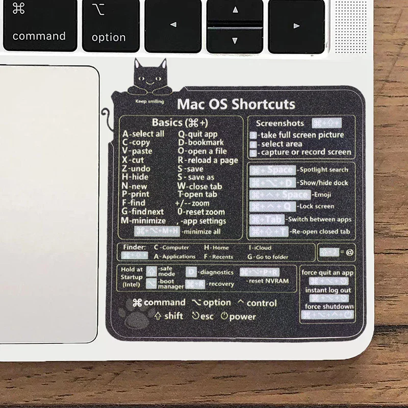 Adhesive os Reference Keyboard Computer Shortcut Sticker Removable Stickers for Reference Keyboard Guide Black