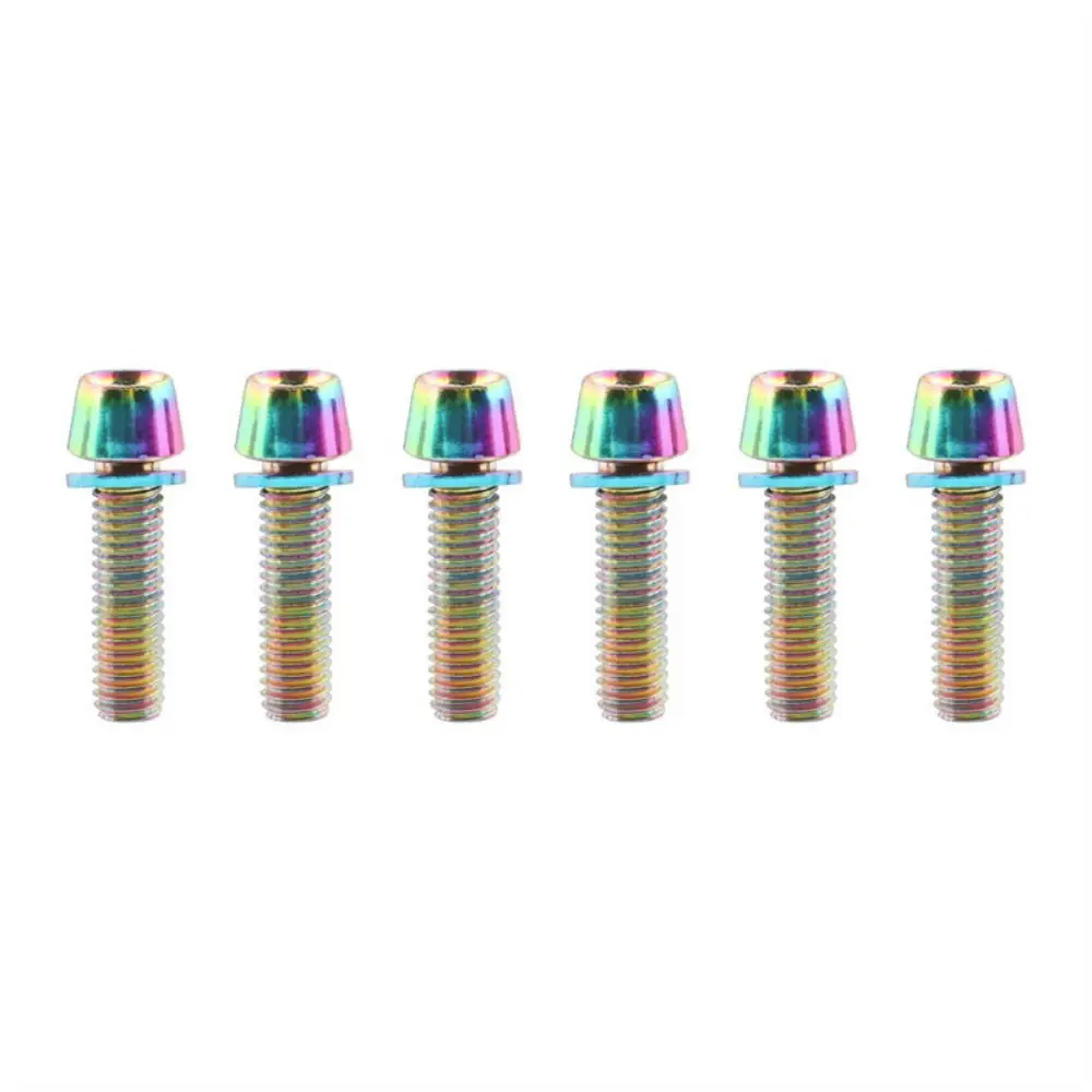 6pcs/set Titanium-plated Bicycle Handlebar Screws M5 * 17MM Stainless Steel Bicycle Disc Brake