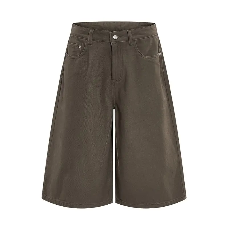 100 Cotton Cotton Jeans Classic Black White Baggy Wide Leg Calf-Length Short Denim Pants Summer Loose Comfortable Casual Clothes