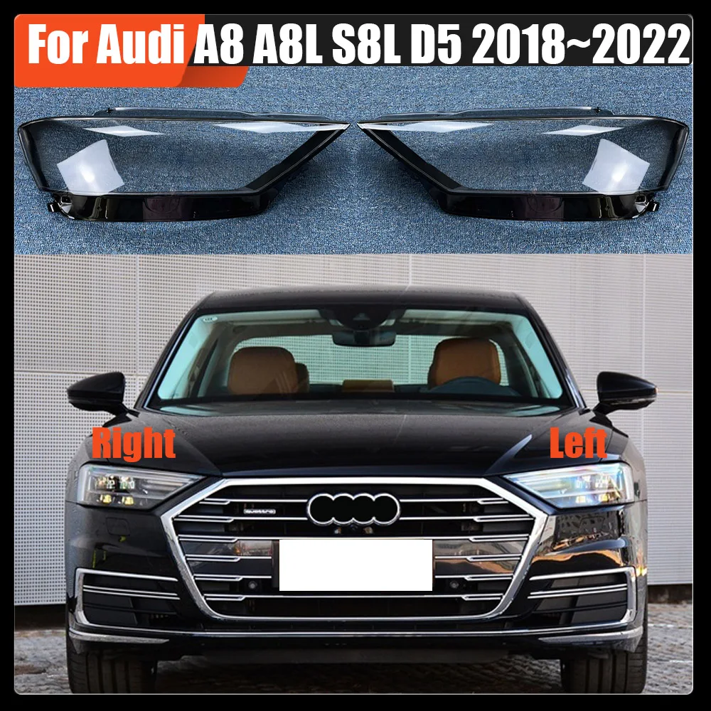 

For Audi A8 A8L S8L D5 2018~2022 Car Accessories Headlamp Cove Headlight Shell Transparent Lampshade Lens Plexiglass