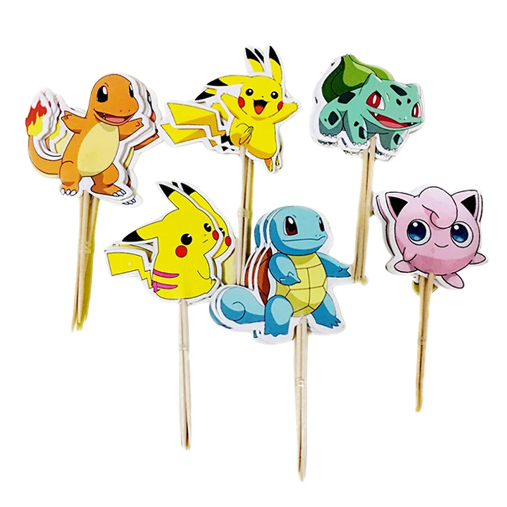 24 Stück/Packung Elfen-Kuchenaufsatz Anime-Figur Charizard Kuchendekoration Kawaii Kinder Geburtstagsparty Deko-Zubehör Spielzeug