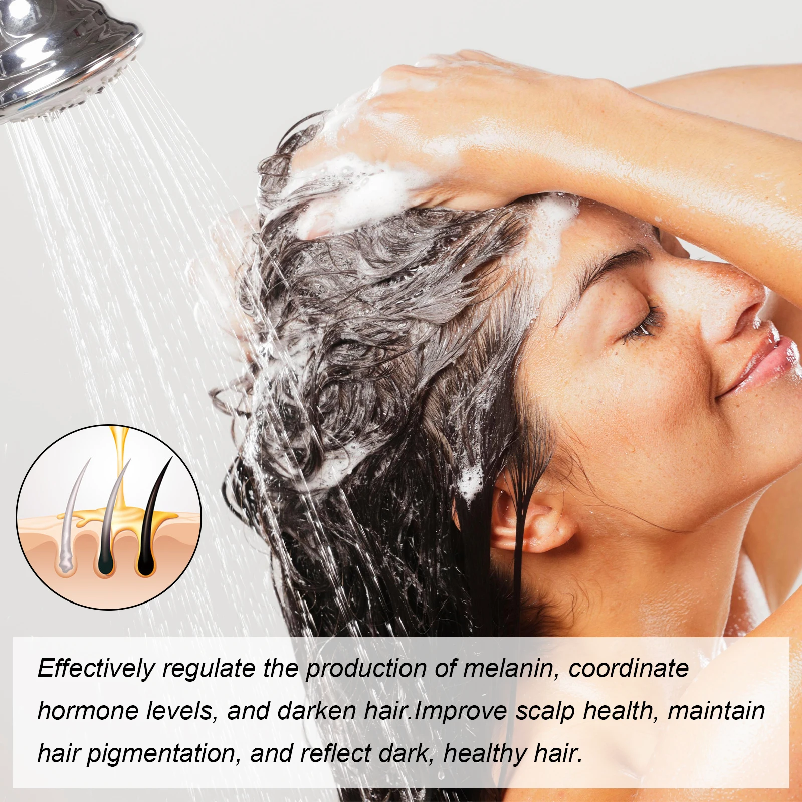 HOEGOA 150mL Black Mirage Darkening Shampoo Supports Hair Root Growth Darkens Hair Provides Nutrients Black Hair Shampoo