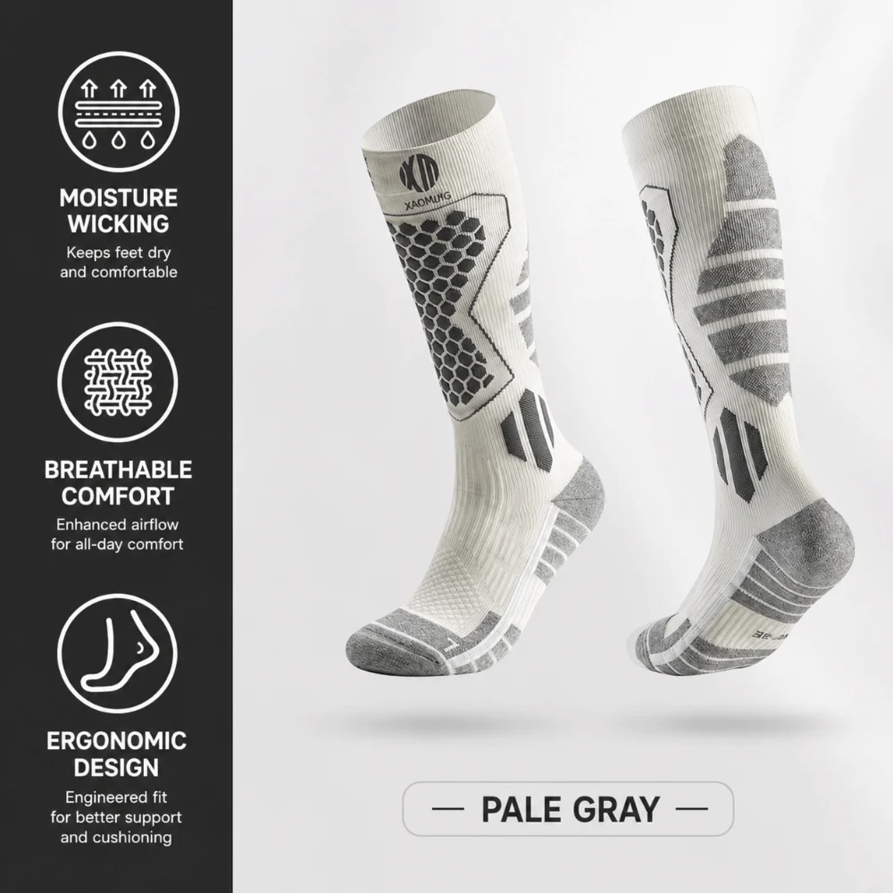 Fashion Warm Winter Ski Socks Breathable Thickened Thermal Socks Moisture-Wicking Elastic Compression Socks for Cold Weather