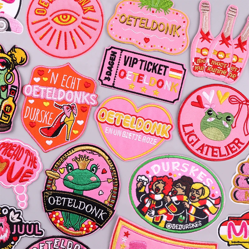 Pink Series Netherland Oeteldonk Emblem Embroidery Patches For Clothing Carnival New Style Oeteldonk Embroidery Patch On Clothes