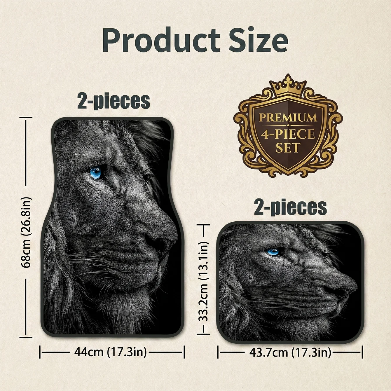 Set Of 4 Distinctive Lion-Themed Car Floor Mats, Perfect Present For Automobile Enthusiasts, Universal Compatibility, Long-Lasti