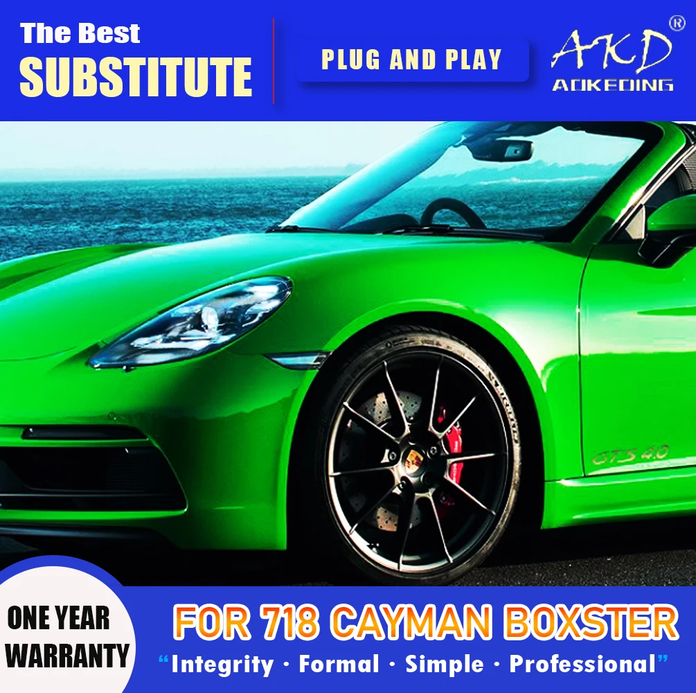 AKD Head Lamp for Porsche 718 cayman LED Headlight 2016-2021 Headlights boxster DRL Turn Signal High Beam Angel Eye Projector