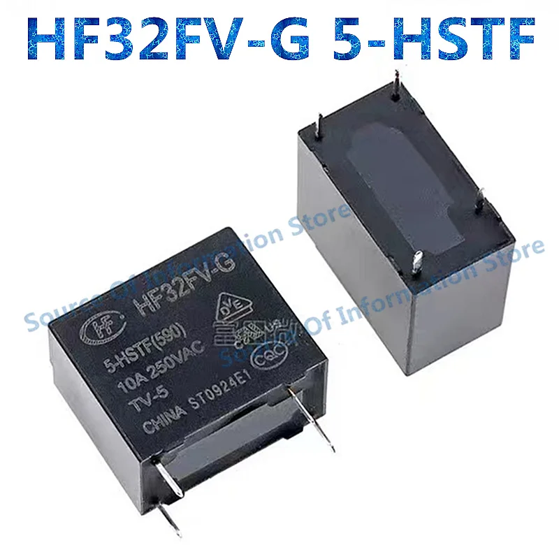 10Pcs, HF32FV-G 12-HSTF, DC5V, 5V, 12V, 24V, Relay, 4Pin, 10A, HF32FV-G-24, 100% New