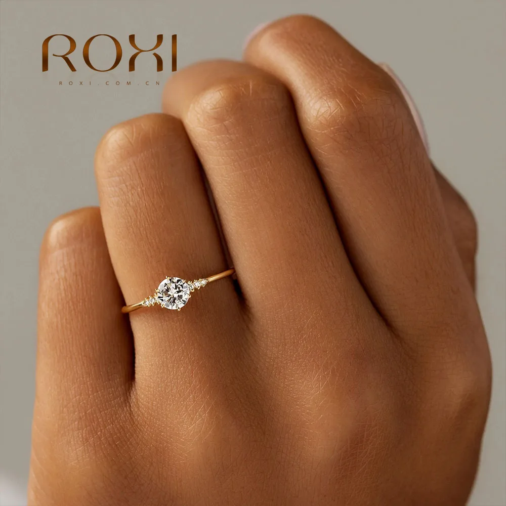 

ROXI Anillos Mujer 100% 925 Sterling Silver Six Claw Crystal Rings For Women Size 6 7 8 Finger Ring Anillo Compromiso Mujer 925