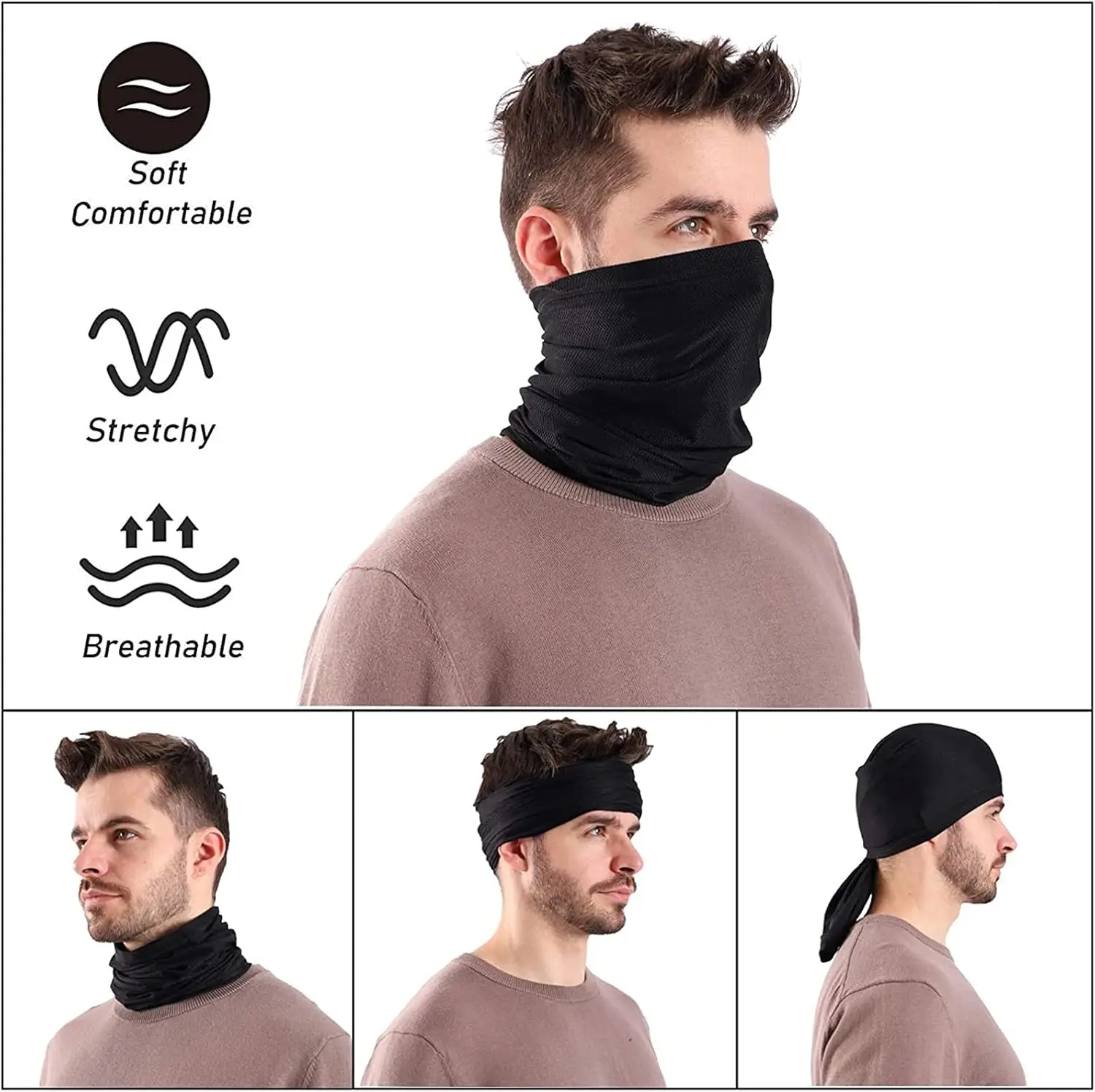 

Outdoor Neck Gaiter Bandana Sun Wind Dust Headwear Balaclava Scarf for Men Women Wicking Face Mask Dust Sun UV Protection Fishin