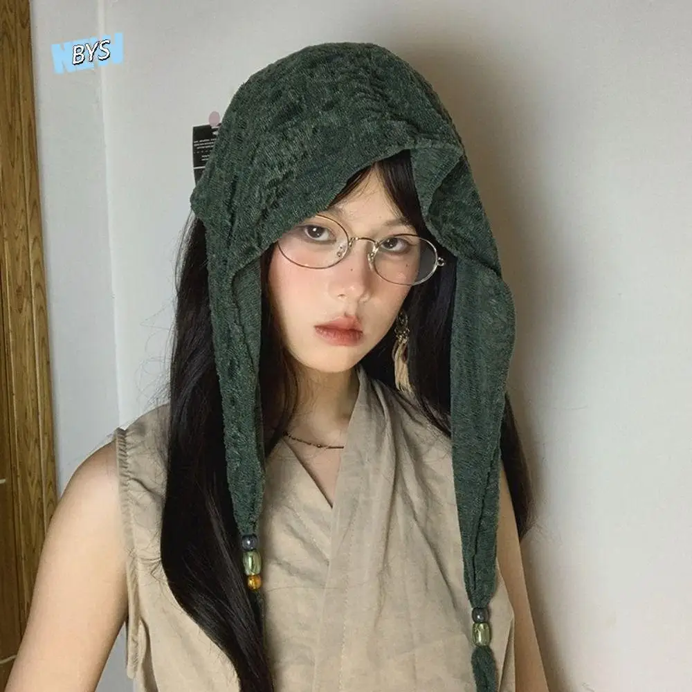 

Elegant Vintage Beads Hair Scarf Korean Thin Lace Turban Sweet Y2k Triangular Bandana Spring/Summer