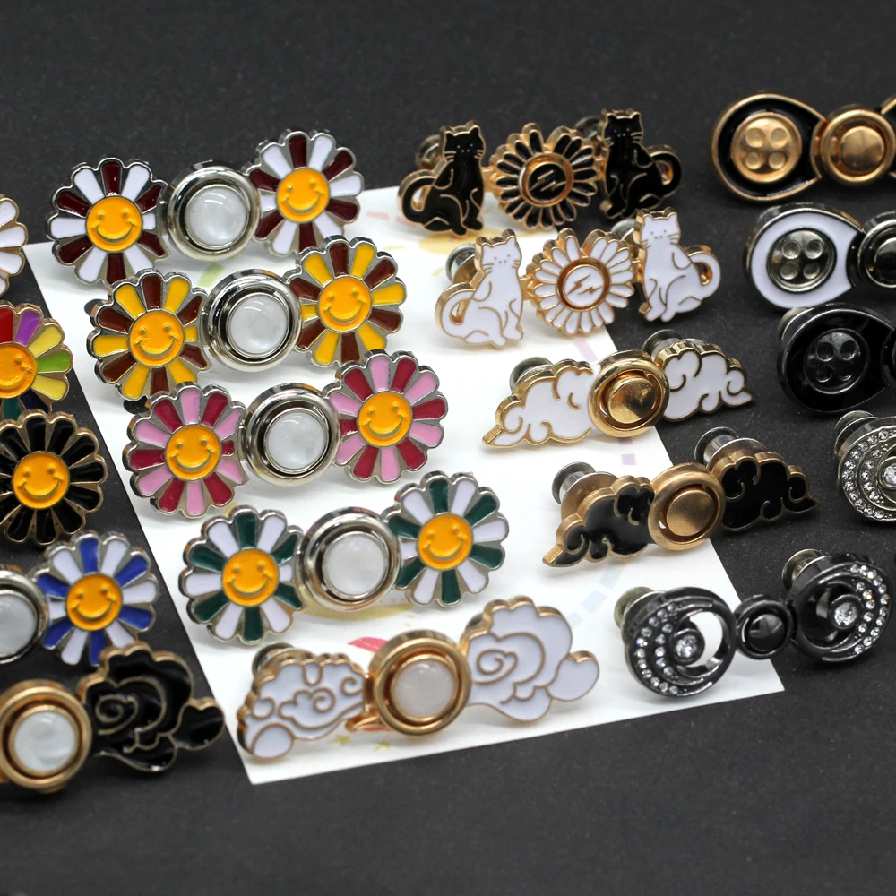 1/2Set Reusable Flower Waist Button Fastener Adjustable Metal Jeans Buttons Detachable Seamless Button for Pants Skirts