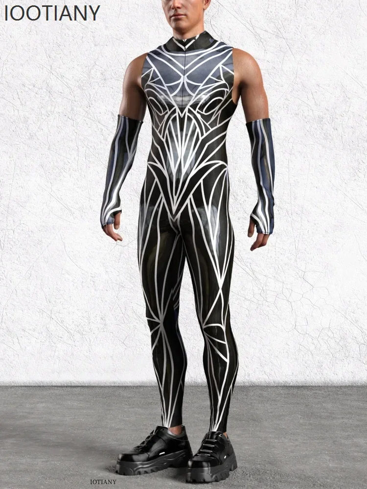 Косплей Хэллоуин Новые мужские 3D принт стимпанк красочные перчатки боди праздничная вечеринка сценический ролевой костюм для выступлений Zent