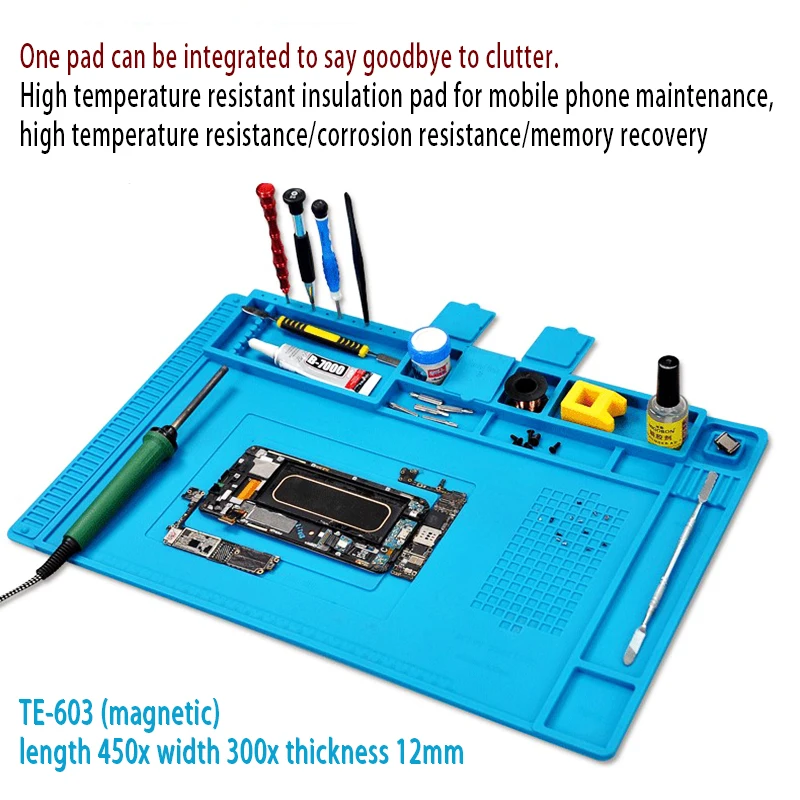 Repair insulated mat for mobile phones and computers, multifunctional silicone pad, soldering tool workbench mat